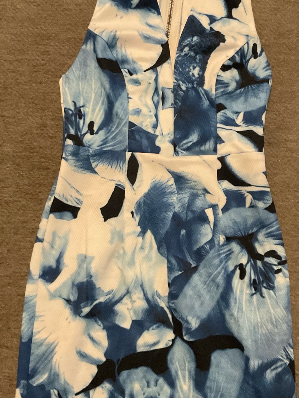 Lulu's White and Blue Floral Halter Dress XS